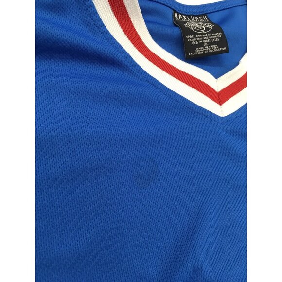Vintage Box Lunch Space Jam Tune Squad Warmup Jersey Shirt Men XL Blue V Neck - Picture 8 of 8